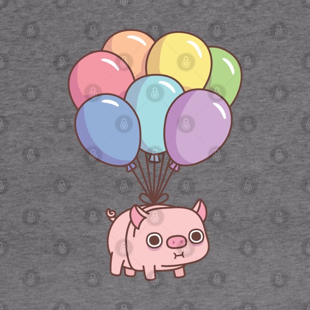 Cute Chubby Pig With Rainbow Balloons by rustydoodle